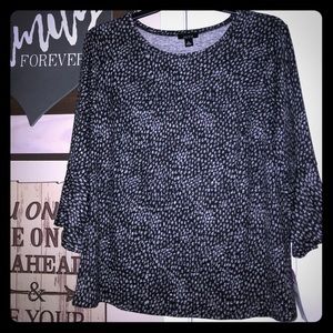 Dark Grey and White Print Top